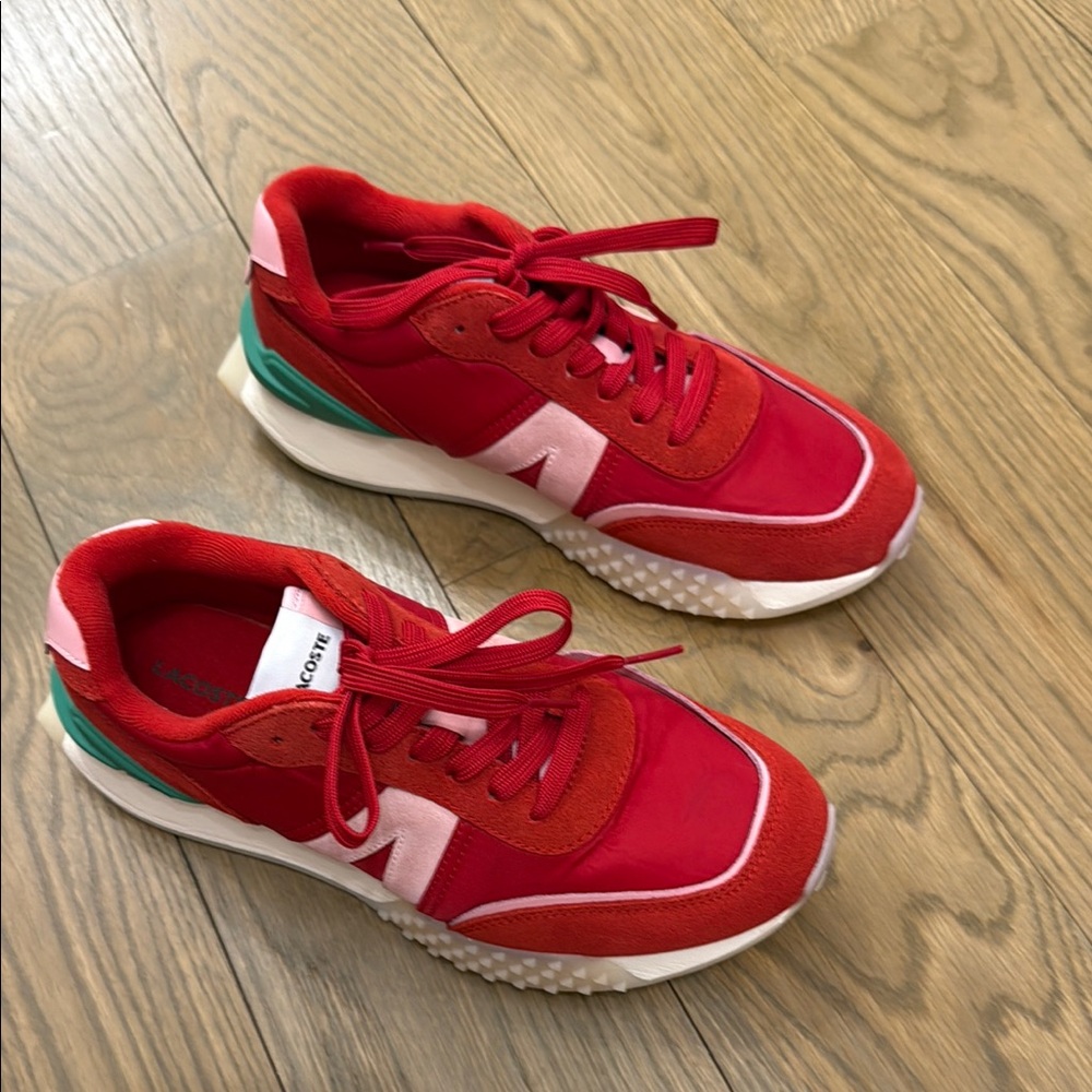 Lacoste Red and Pink Sneakers Vibrant Style